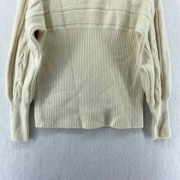 JOA Sweater Women's Sz Small Cream White Turtle Neck Cable Ribbed Knit Pullover - Picture 7 of 11